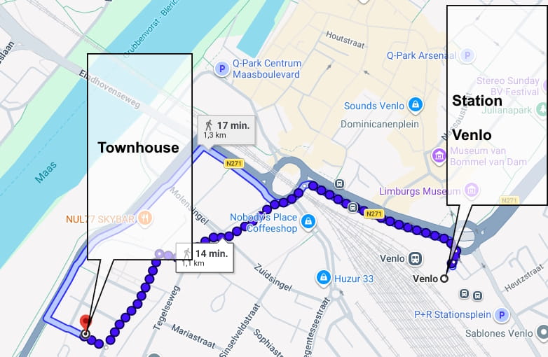 Lopen naar de station Venlo